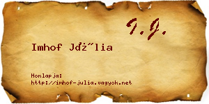 Imhof Júlia névjegykártya